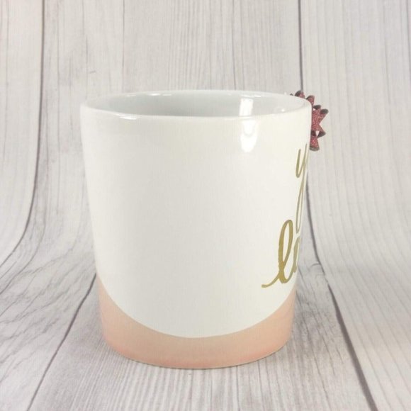 You Are Loved Mug Gift White Pink Love Lovers Coffee Tea Cup with Pink Ribbon - Picture 5 of 11